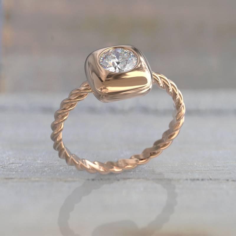 Verlobungsring Art Deco Alternative Moissanite Ringe Frauen Stapelbarer Jahrestag Roségold Einzigartiges Versprechen Lünette Ring Brautgeschenk von GioielliRings