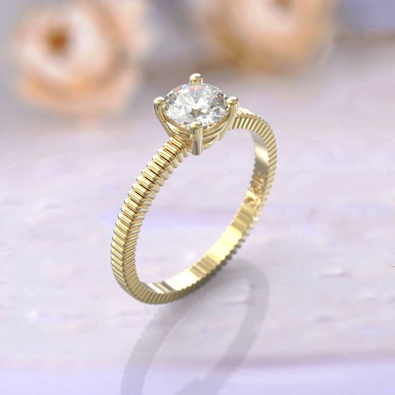 Verlobungsring Art Deco Gelbgold Frauen Ringe Stapelbar Vintage Einzigartig Versprechen Brautgeschenk von GioielliRings