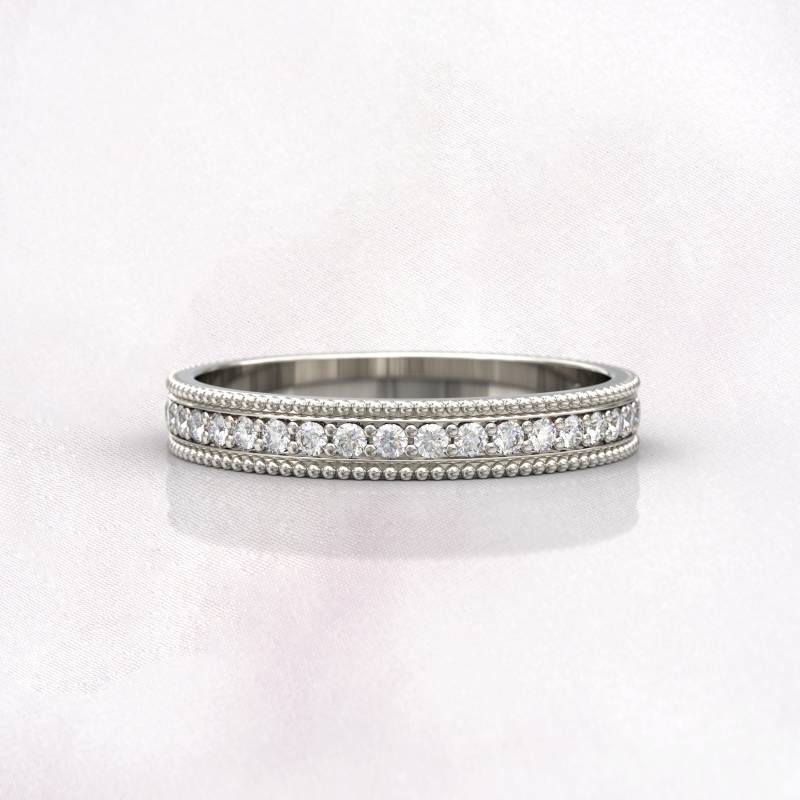 Wedding Bands Frauen Voll Eternity Ring Jubiläum Geschenk Art Deco Brautschmuck 14K Weißgold Diamant Stapelbar Einzigartige Dünne von GioielliRings