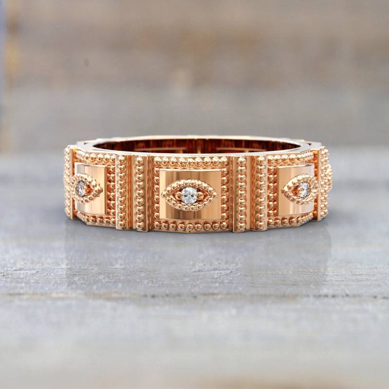 Wunderschöner Marquise Diamant Ehering in 14/18K Gold | Kostenloser Versand Bereit Zum Verschenken von GioielliRings