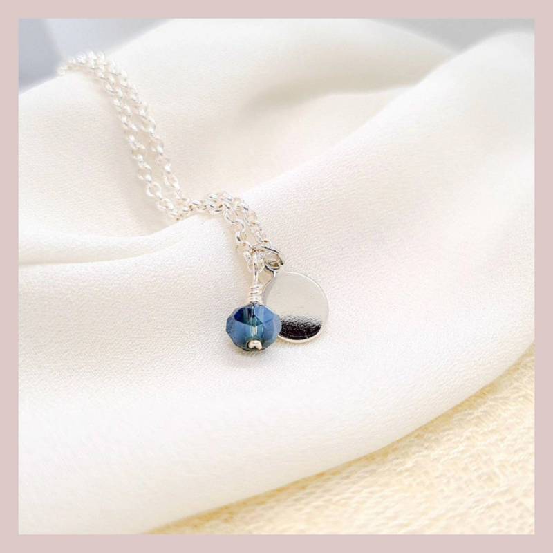 Kette Silber Mit Scheiben Anhänger Und Perle Facettierte Glasperle Verschiedene Farben Plättchen von GioielloDesign