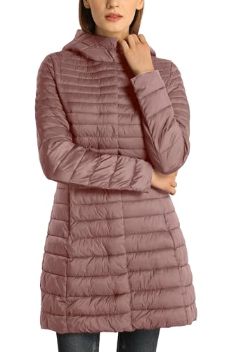 Giolshon Daman Leichte Steppjacke Puffermantel, Lang Kapuze Übergangsjacke Baumwollfüllung Slim Fit 320 Rosa L von Giolshon