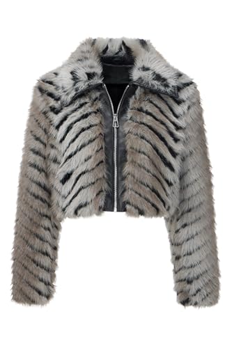 Giolshon Damen Kunstfell Fleece Kurzmantel Warmer Flauschiger Herbstmantel Zottelige Modische Weiche Oberbekleidung 3671 Schwarz XL von Giolshon