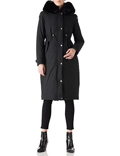 Giolshon Damen Parka Jacke Lange Kunstpelz gefüttert Sherpa Kapuze Kordelzug Mantel 7614 Schwarz L von Giolshon