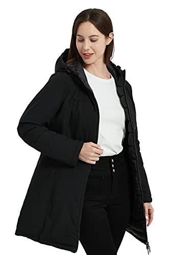 Giolshon Damen Puffer Jacke Reversible Winter Kleidung Trendy Warm Steppt Leichte Lange Kapuze Gepolsterte Blase Mantel 207 Schwarz L von Giolshon