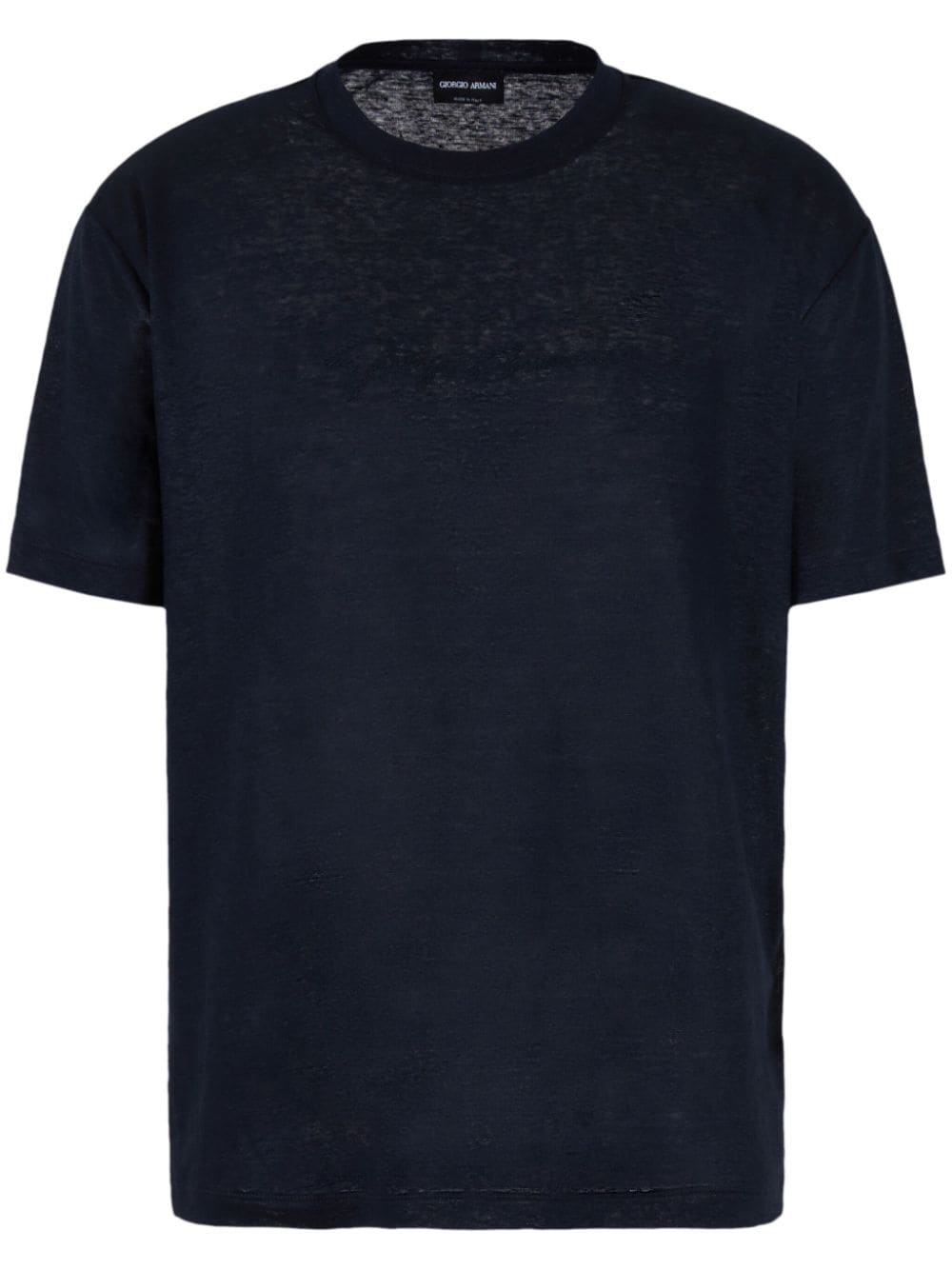 Giorgio Armani Leinen-T-Shirt mit Logo-Stickerei - Blau von Giorgio Armani