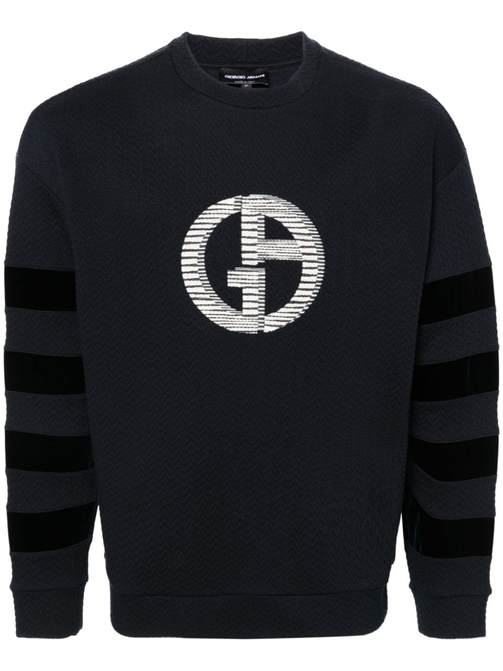 Giorgio Armani Matelassé-Sweatshirt mit Logo-Stickerei - Blau von Giorgio Armani