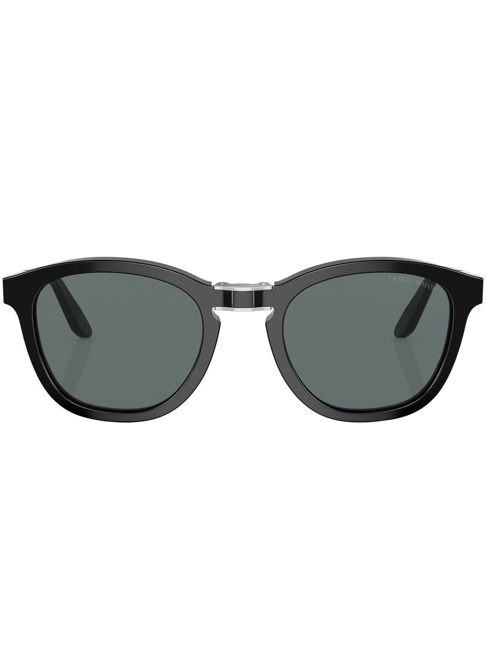 Giorgio Armani Runde Sonnenbrille mit Logo-Print - Schwarz von Giorgio Armani