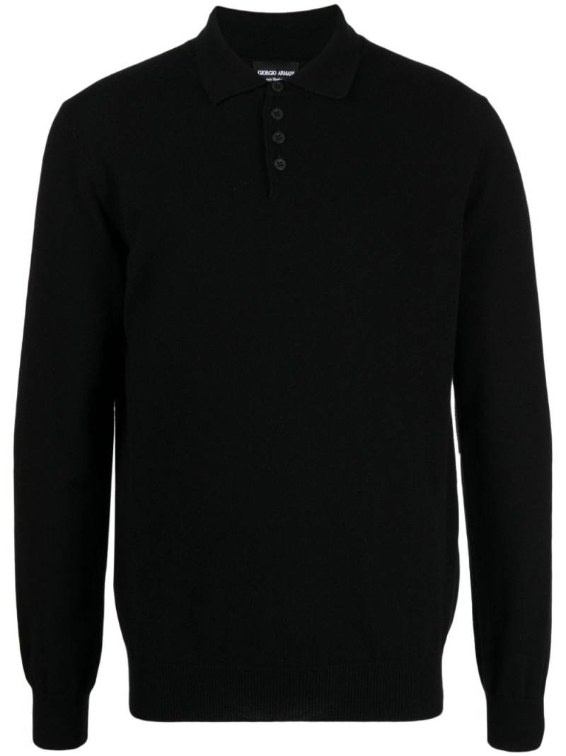 Giorgio Armani Kaschmirpullover mit Poloshirtkragen - Schwarz von Giorgio Armani