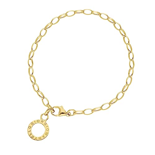 Giorgio Martello Milano Armband Mit Schriftzug Zum Einhängen Von Charms, Silber 925 Gold, 19 Cm 925 Sterling Silber von Giorgio Martello Milano