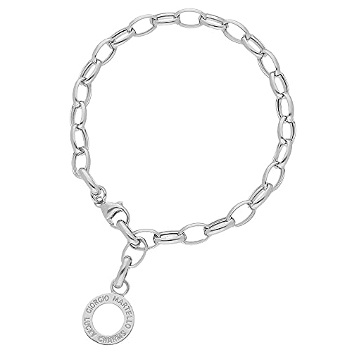 Giorgio Martello Milano Armband Mit Schriftzug Zum Einhängen Von Charms, Silber 925 Silber, 19,5 Cm 925 Sterling Silber von Giorgio Martello Milano