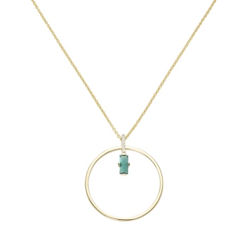 Giorgio Martello Milano Kette Anhänger Mit Zirkonia Und Kristallstein, Vergoldet, Silber 925 Grün, 45 Cm 925 Sterling Silber Giorgio Martello Milano Kette Anhänger Mit Zirkonia Und Kristallstein, Vergoldet, Silber 925 Grün, 45 Cm 925 Sterling Silber von Giorgio Martello Milano