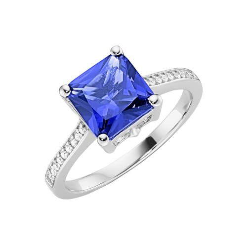 Giorgio Martello Milano Ring Mit Zirkonia Oder Kristallstein, Silber 925 Blau, 58 925 Sterling Silber von Giorgio Martello Milano