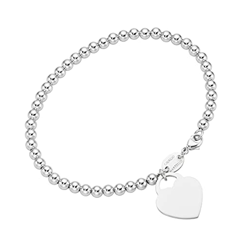Giorgio Martello Milano Armband Kugeln Mit Behang Herz, Silber 925 Silber, 19 Cm 925 Sterling Silber von Giorgio Martello