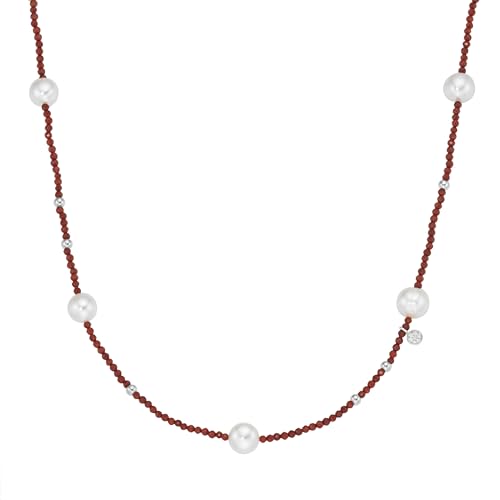 Giorgio Martello Milano Collier Collier mit Süßwasser-Perlen und Ziersteinen, Silber 925 von Giorgio Martello