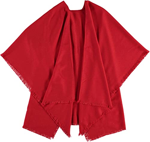 Giorgio Rimaldi Poncho für Damen einfarbig - 120 x 150 cm - Poncho in verschiedenen Farben - Perfekt für jede Jahreszeit Rot von Giorgio Rimaldi