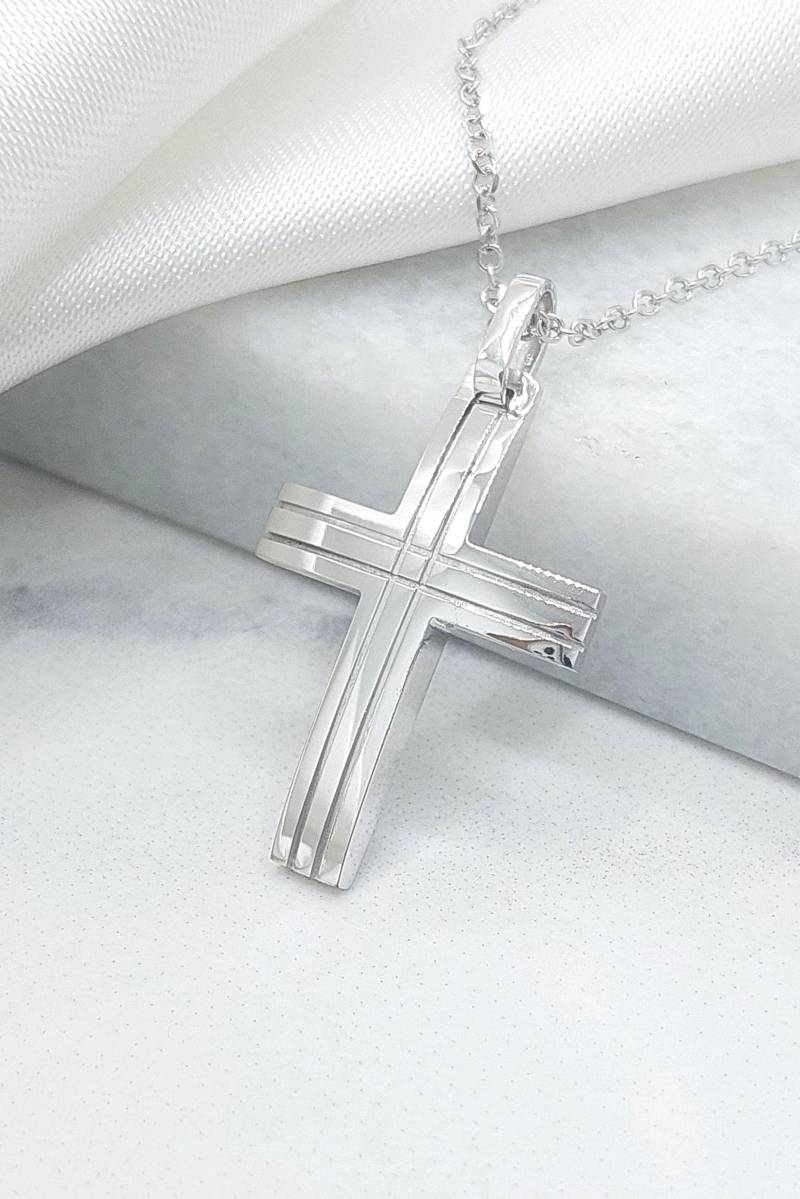 Goldkreuz Anhänger, Massivgold Kreuz 14K, Herren Goldkreuz, Taufgoldkreuz, Cristening Gold Gross, Weihnachtsgeschenk, Weißgoldkreuz von GiorgosJewelry