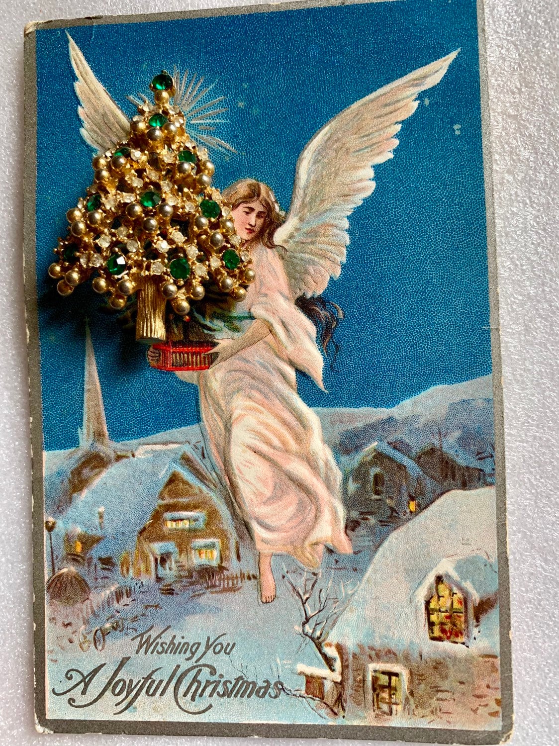 Vintage Eisenberg Strass Weihnachtsbaum Brosche Und Werbekarte Entzückende Geschenk Präsentation Für Sie von GiosGems