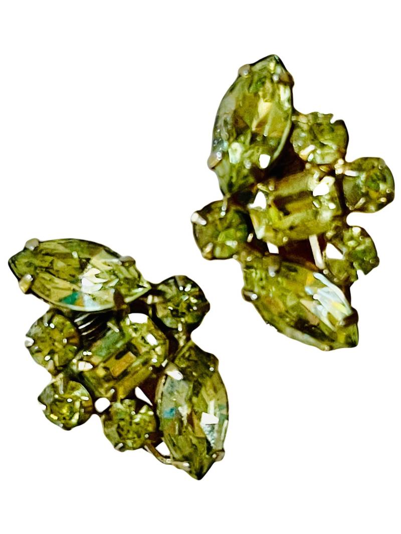 Vintage Ohrringe Gelb-Grün Strass Steine Vintage Saphir Stein Hochzeit Besonderer Anlass von GiosGems