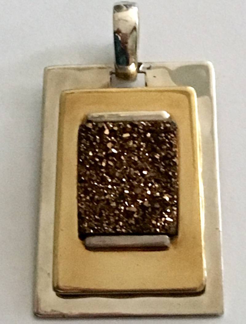 Vintage Robert Lee Morris Rlm Studio Anhänger Aus Sterling Silber Messing & Golden Drusey Statement Piece von GiosGems