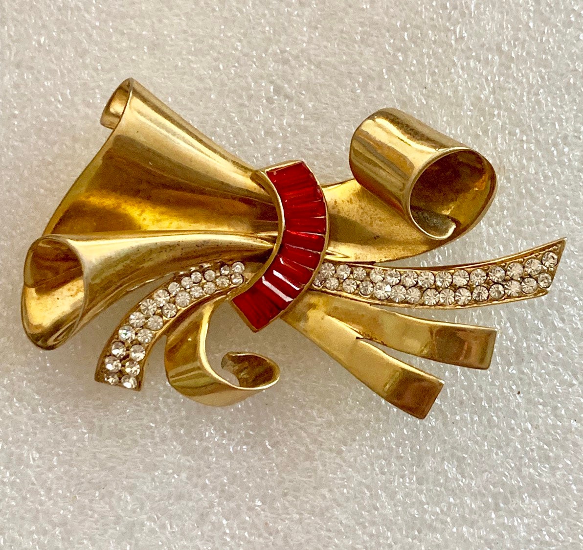 Vintage Sterling Silber Bandbrosche in Gold Vergoldet Von Glamour. Großes Geschenk Für Sie von GiosGems