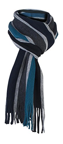 Giovanni Cassini - Herren italienisch inspirierte Streifen Winter Schal (Scarf) (Türkis Grau) von Giovanni Cassini