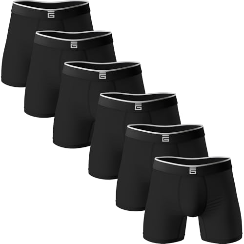 Giovici Boxershorts Herren aus Bambus Viskose, atmungsaktiv, Anti-scheuern, samtweich, kein Aufrollen – Unterhosen Männer im Multipack (6er Pack, Schwarz, 3XL) von Giovici