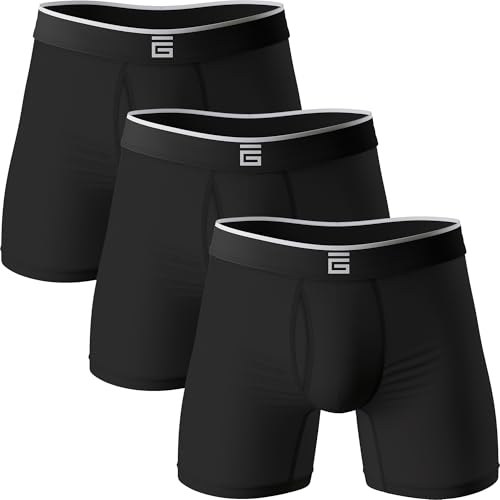 Giovici Boxershorts Herren aus Bambus Viskose, atmungsaktiv, Anti-scheuern, samtweich, kein Aufrollen – Unterhosen Männer im Multipack (3er Pack, Schwarz mit Eingriff, S) von Giovici