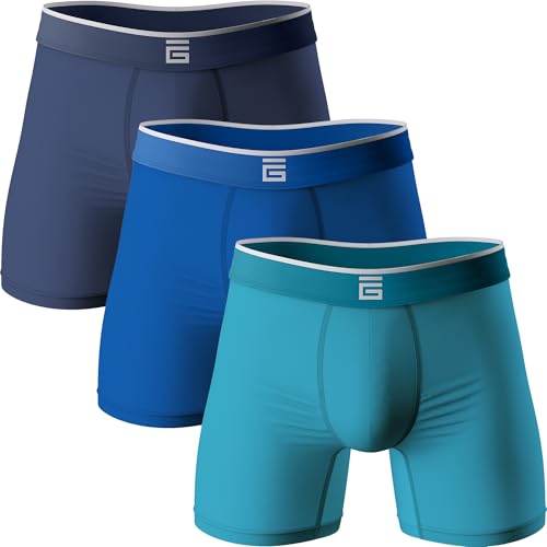 Giovici Boxershorts Herren aus Bambus Viskose, atmungsaktiv, Anti-scheuern, samtweich, kein Aufrollen – Unterhosen Männer im Multipack (3er Pack, Blau, M) von Giovici