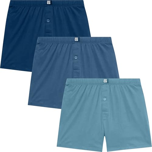 Giovici Boxershorts Herren weit, lockere Passform, superweiche Jersey Baumwolle, mit Knopfschlitz, Männer Unterhosen ohne Etikett, atmungsaktive Unterwäsche für Herren, Multipack von Giovici