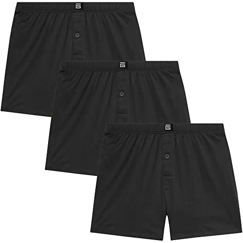 Giovici Herren-Boxershorts, lockere Passform, superweiche Baumwolle, mit Knopfschlitz, Herren-Unterwäsche, ohne Etikett, lose Boxershorts für Herren, Multipack (3/6er-Pack), Schwarz , XXXL von Giovici