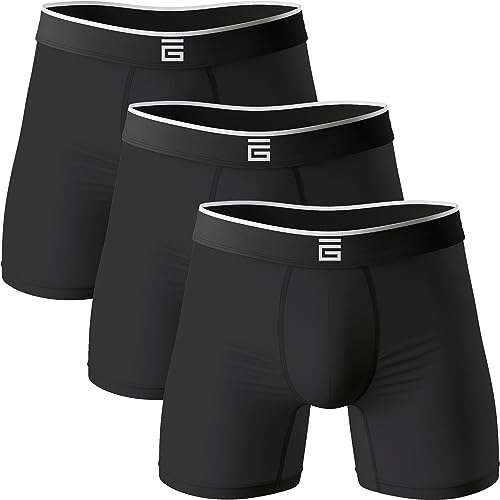Giovici Boxershorts Herren aus Bambus Viskose, atmungsaktiv, Anti-scheuern, samtweich, kein Aufrollen – Unterhosen Männer im Multipack (3er Pack, Schwarz, XXL) von Giovici