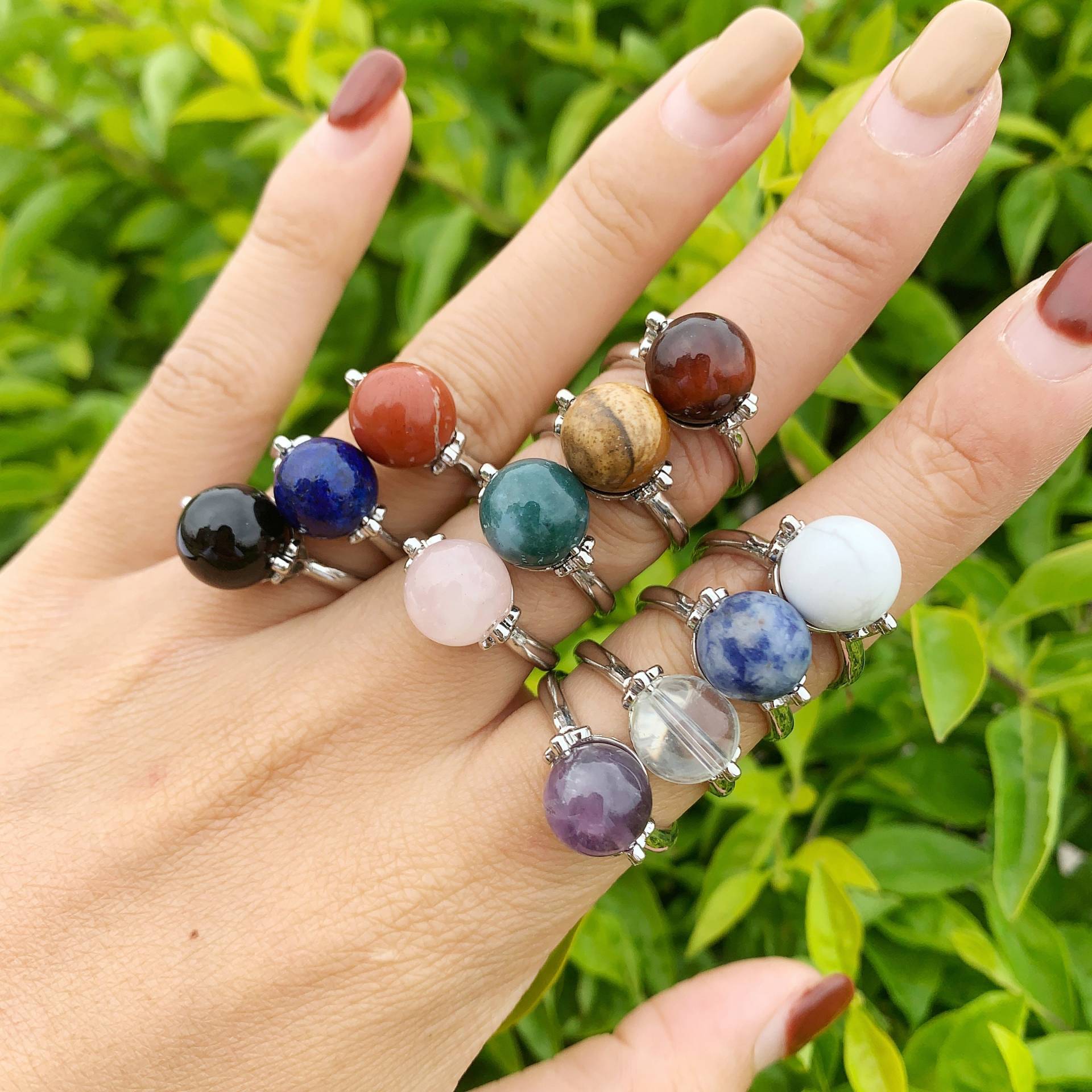 Ball Gemstone Rings, Adjustable Genuine Riara Crystals Boho Rings For Gift, Women Party Wedding Jewelry Ball Gemstone Rings, Adjustable Genuine Riara Crystals Boho Rings For Gift, Women Party Wedding Jewelry von Giovinalami