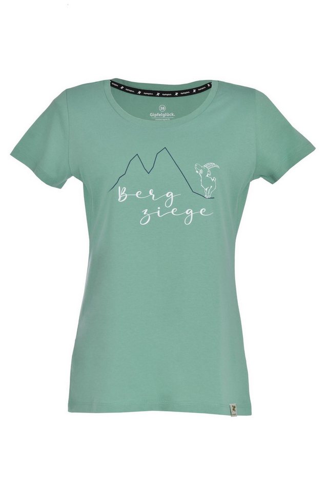 Gipfelglück T-Shirt Gipfelglück Damen T-Shirt Frieda, Berg Ziege-Print (FRIEDA) für Damen, Bio-Baumwolle, Berg Ziege-Print von Gipfelglück