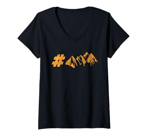 Damen Bergmodus an Hashtag Wandern Outdoor Lebensstil T-Shirt mit V-Ausschnitt Damen Bergmodus an Hashtag Wandern Outdoor Lebensstil T-Shirt mit V-Ausschnitt von Gipfelwanderung Naturfreunde Trekking Abenteuer