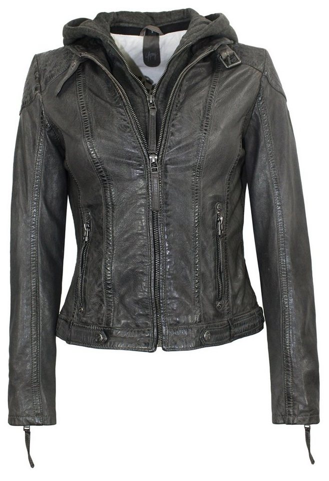 Gipsy by Mauritius Lederjacke Cacey Gipsy - Damen Lederjacke Bikerjacke Lammnappa Kapuze anthrazit von Gipsy by Mauritius