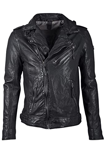 Gipsy Herren Biker Lederjacke mit Reverskragen und asymmetrischem Reißverschluss - GMMalic S22 SF STUV (XL, Anthracite) von Gipsy