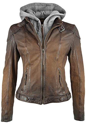 Cascha LAMOV Bikerjacke mit Abnehmbarer Kapuze, Farbe:Antic Brown, Größe:M Größe Small von Gipsy