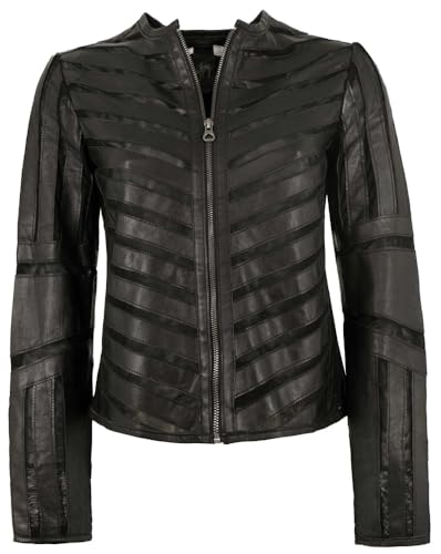 Gipsy - Damen Echtleder Lederjacke Lammnappa Materialmix schwarz Größe 4XL von Gipsy