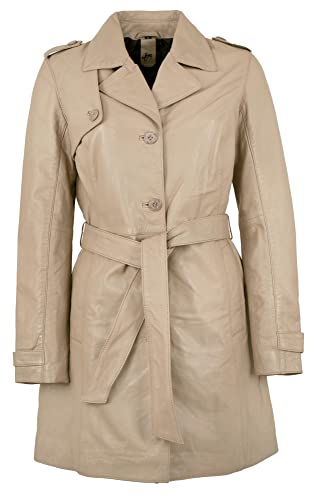 Gipsy - Damen Echtleder Trenchcoat Ledermantel Mantel Lammnappa beige Größe Medium von Gipsy
