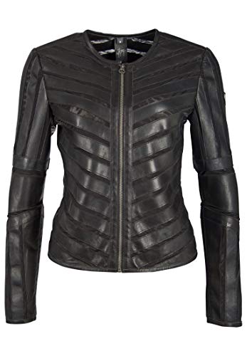 Gipsy - Damen Echtleder Lederjacke Lammnappa Materialmix schwarz Größe L von Gipsy