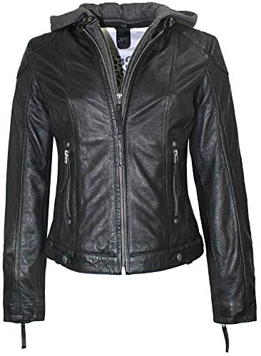 Gipsy - Damen Lederjacke Cacey Kurzjacke Bikerjacke Kapuze Lammnappa schwarz (M, Schwarz) von Gipsy by Mauritius