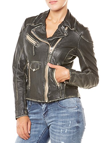 Gipsy Damen Lederjacke Übergangsjacke Bikerjacke (L, black) von Gipsy