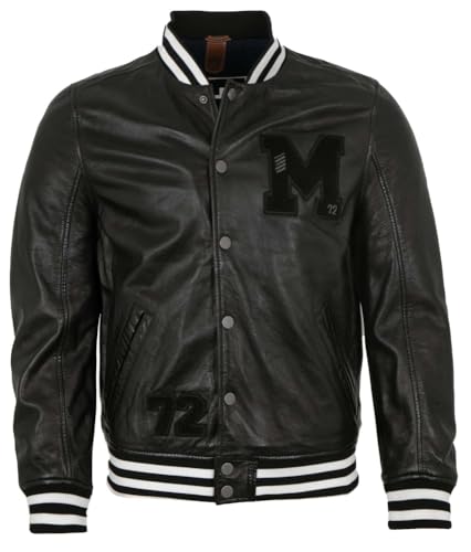 Gipsy - Herren Echtleder Lederjacke Collegejacke Blouson Lammnappa schwarz-weiß Größe S von Gipsy