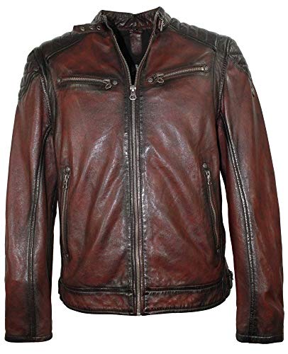 Gipsy - Herren Lederjacke Bikerjacke Lammnappa dunkelrot/ox-red Größe XS von Gipsy