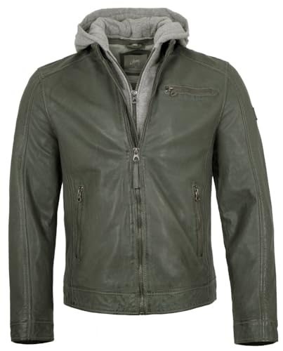 Gipsy - Herren Lederjacke Kapuze Lammnappa Dusty Green Größe XXL von Gipsy