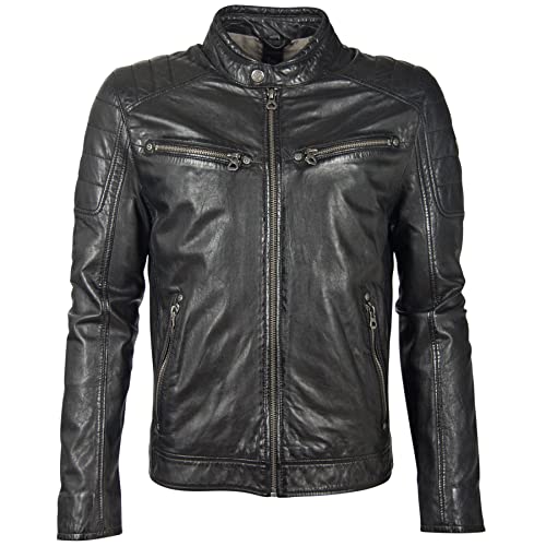 Gipsy Herren Lederjacke Übergangsjacke Bikerjacke (M, Black) von Gipsy