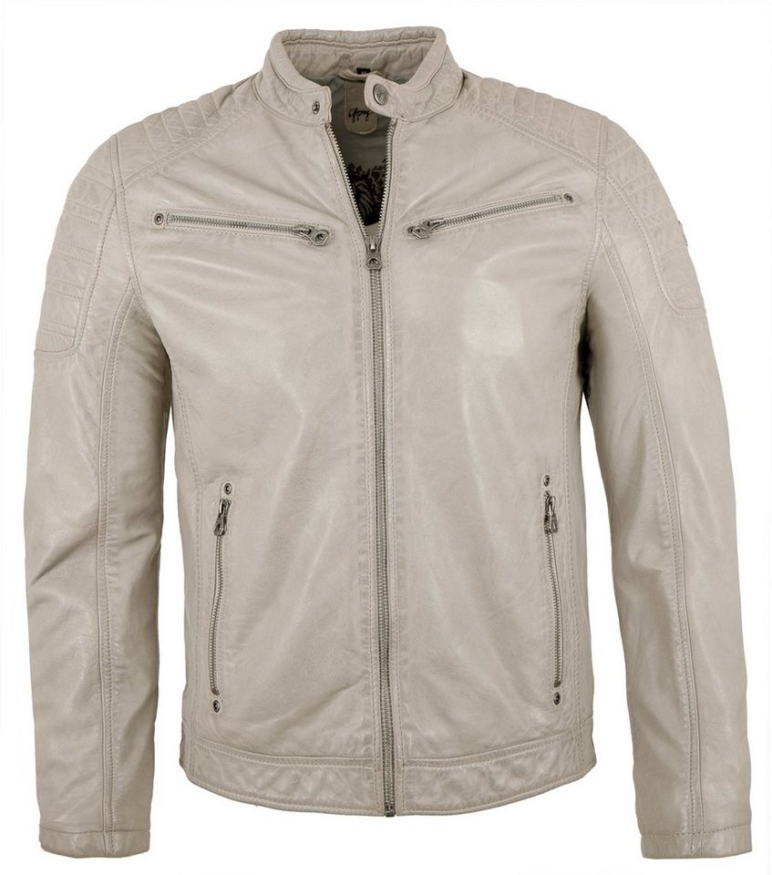 Gipsy Lederjacke GMChesto Gipsy - Herren Echtleder Lederjacke Bikerjacke Lammnappa silver grey von Gipsy