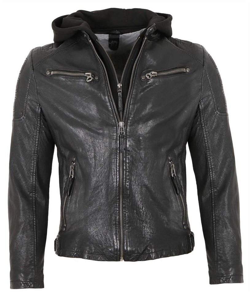 Gipsy Lederjacke GMRyan Echtleder Herren Lederjacke Kapuze Lammnappa schwarz von Gipsy