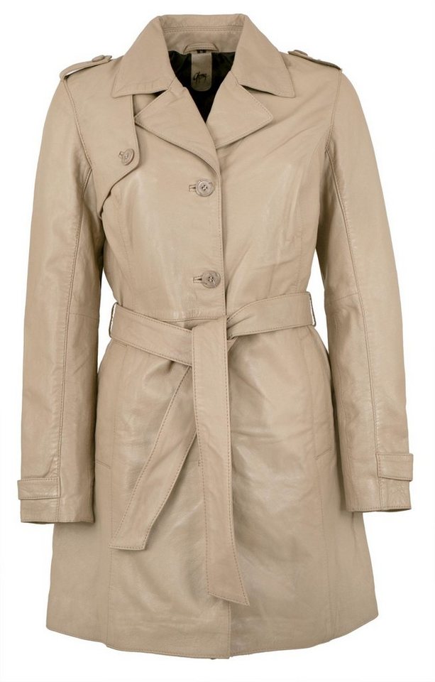 Gipsy Lederjacke GWLailah Echtleder Damen Trenchcoat Ledermantel Mantel Lammnappa beige von Gipsy